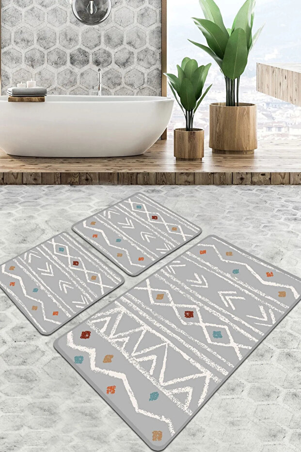 Ballocco Bathroom Rug Set of 3 Non-Slip Base Toilet Mat Set