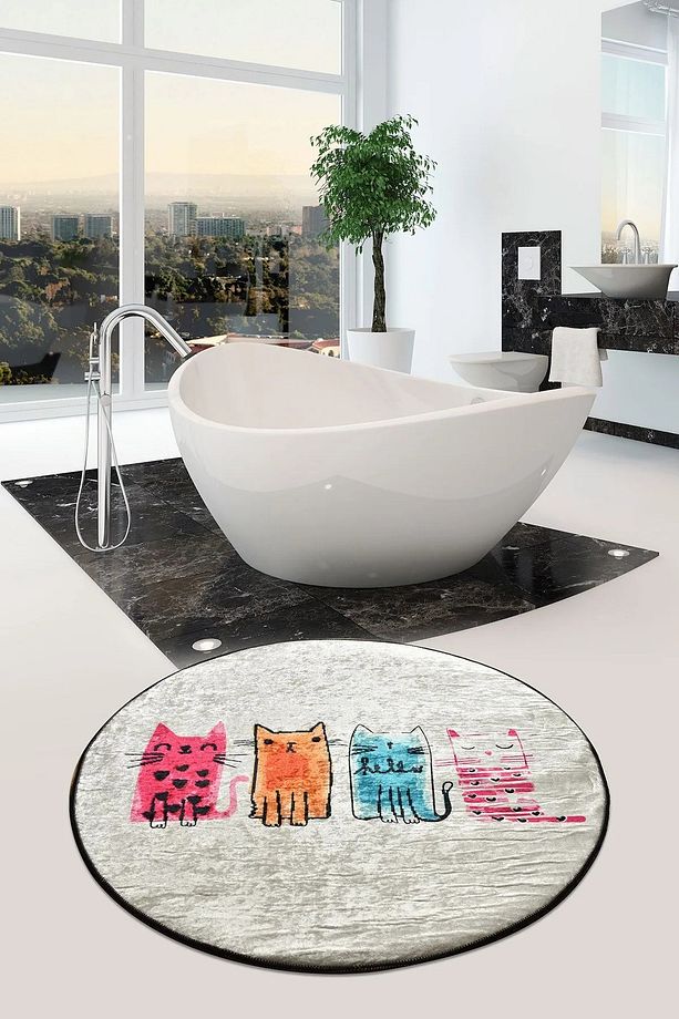 Baby Cats Çap 100 Cm Banyo Halısı Djth - 1