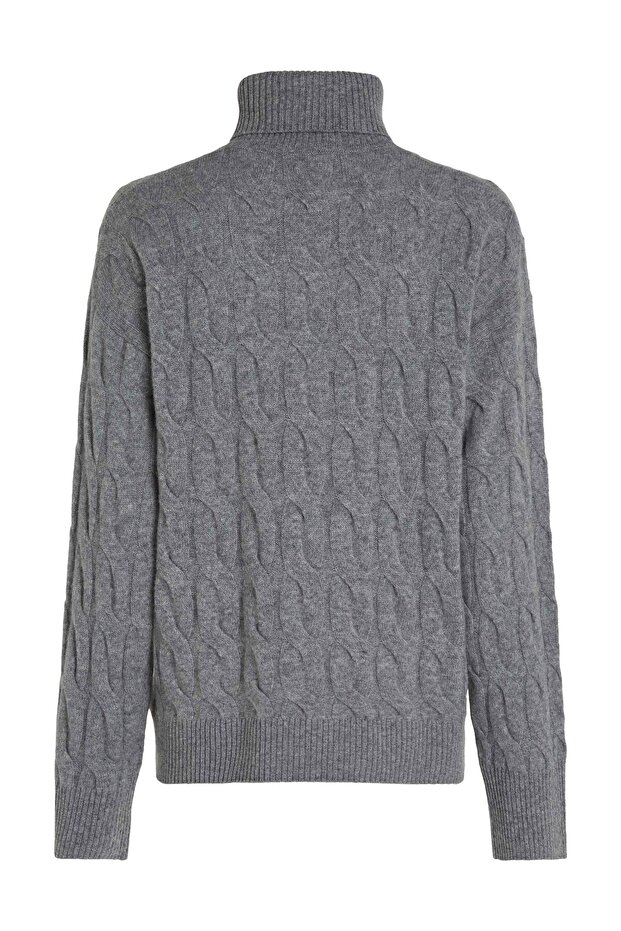 MIĘKKI WEŁNIANY SWETER Z KABLA ROLL-NK - 2