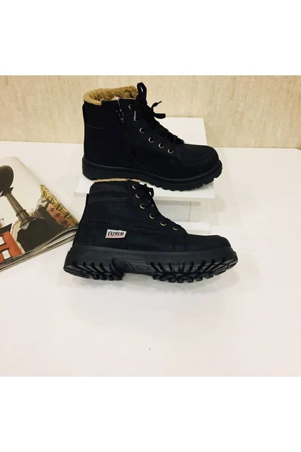Yünlü Astar Fermuarlı Siyah Erkek Bot - 2