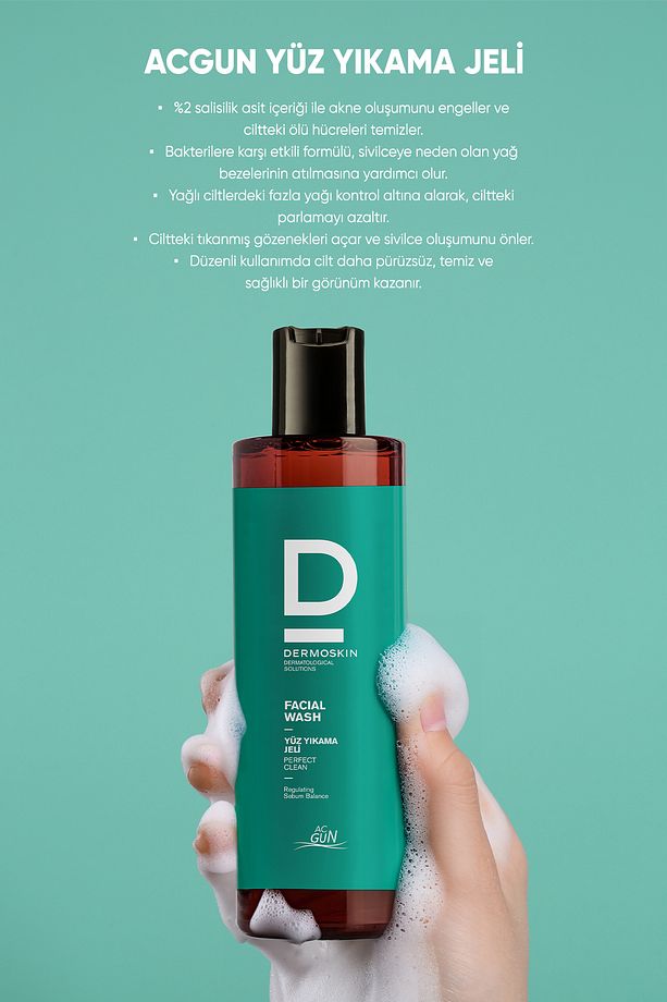 Acgun Sivilce ve Akne Karşıtı Yüz Yıkama Jeli | Yüz Temizleyicileri | Salisilik Asit | 200 ml - 2