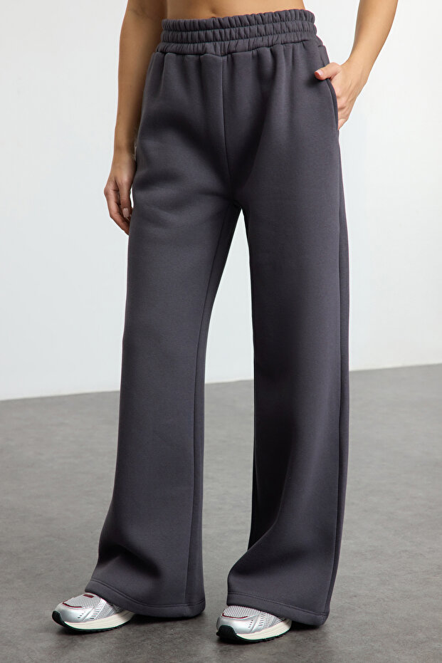 Anthrazitfarbenes Fleece-Trainingsanzug-Set mit Reißverschluss und dicker Innenseite - weite Passform Twoaw25em00001 - 4