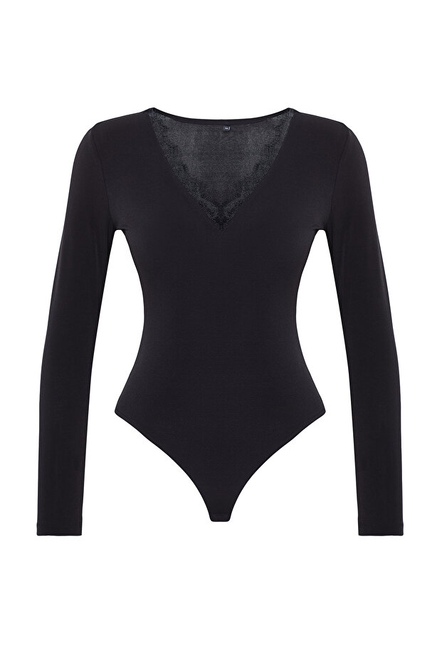 Чорний мереживний нагрудний комір Orme Детальна інформація TPRAW25BD00007 - 6