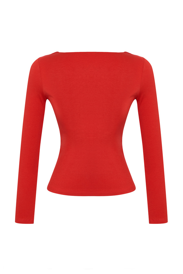 Bavlněná pletená halenka s čtvercovým límečkem - Regular Fit Twoaw24bz00016 - 7