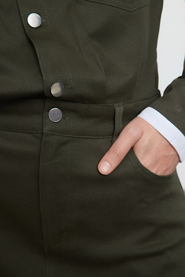 Zümrüt Yeşili Düz Mini Dokuma Elbise TWOAW25EL00588 - 8