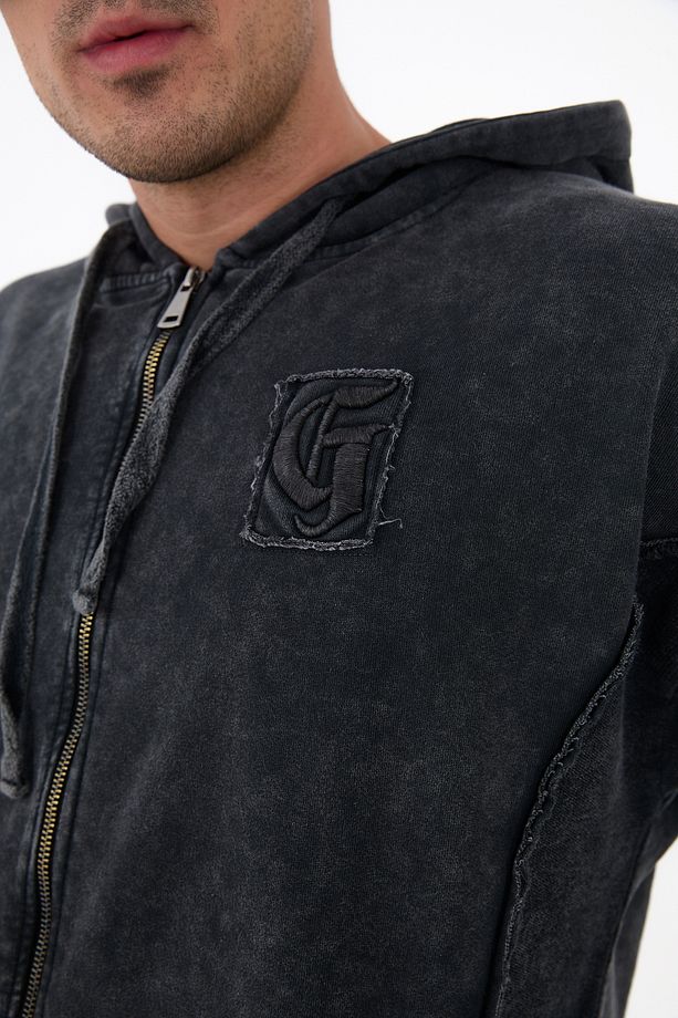 Piece Died And Acid Washed Zipper - 3