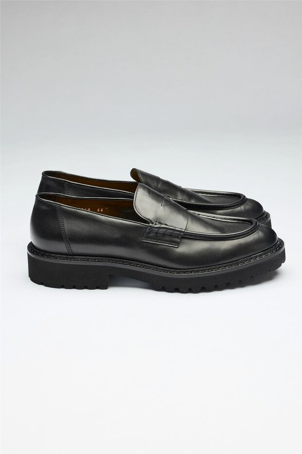 Siyah Deri Penny Loafer - 1