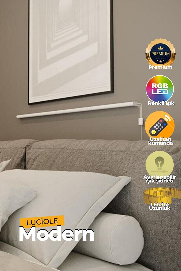 Led Abajur Aplik Gece Lambası Rgb Lambader 16 Renkli Uzaktan Kumandalı Işık 4 Animasyonlu Ledap2 - 6