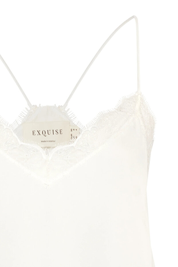 Askılı ve Dantelli Viskon Bluz Modeli - 7