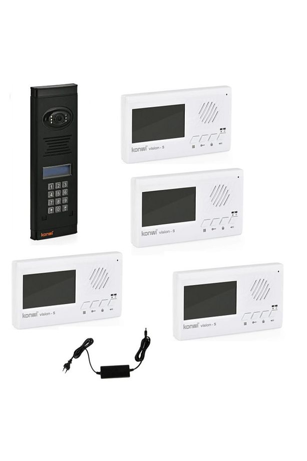 Görüntülü Diafon Seti Apartman Tipi 4 Daire Set Vsions 4,3 Monitör Zil paneli şifreli Kameralı 40w - 1
