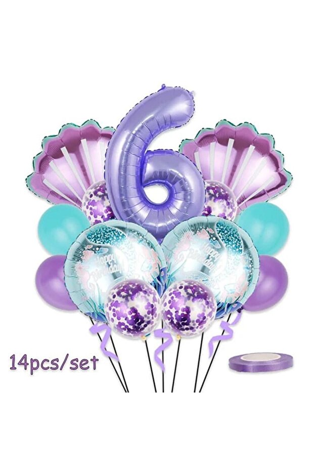 Sea Girl Themed Age Balloon Foil Set