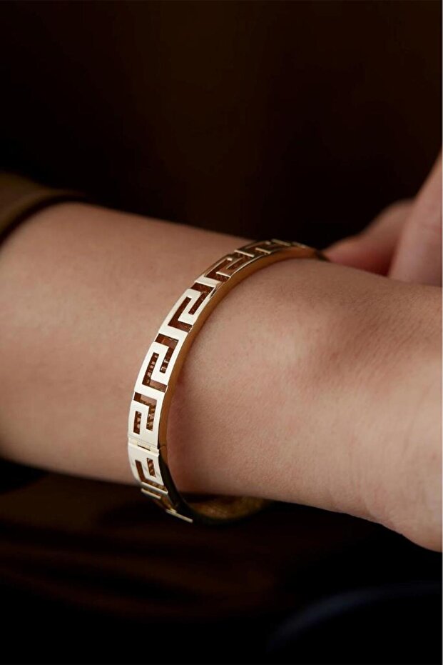 Grek Patterned Steel Women's Bracelet