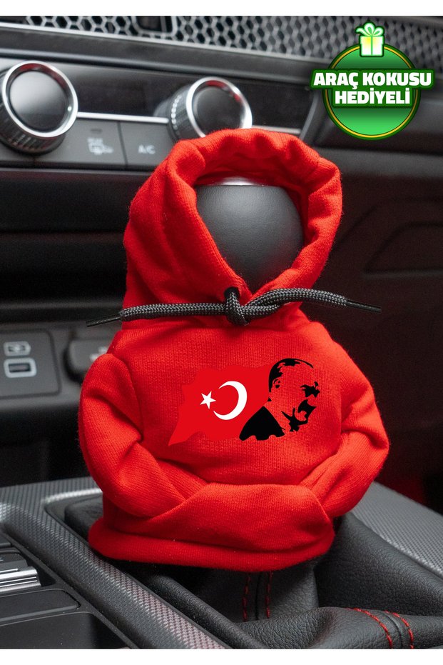 Ataturk Flag Red Gear Shift Hoodie Car Gear Shift Outfit Shifter Fleece Auto Accessory Gear Shift Knob