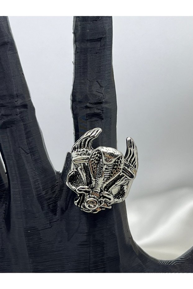 Unisex Adjustable Steel Cobra Double Cylinder Motor Vintage Gothic Cosplay Ring