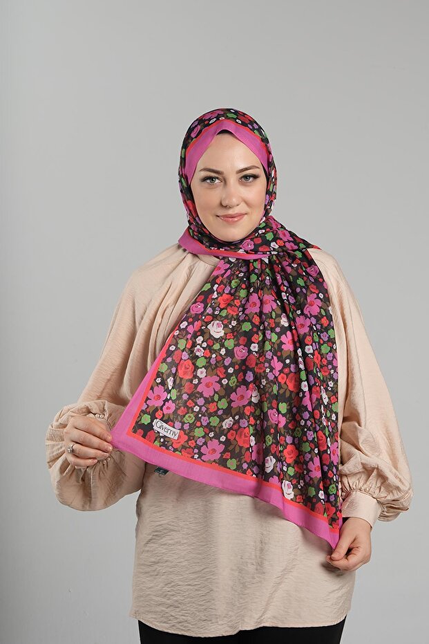 فوشيا منقوشة شال قطع الألياف الرقمية المطبوعة زهرة القطن 202113 _20
