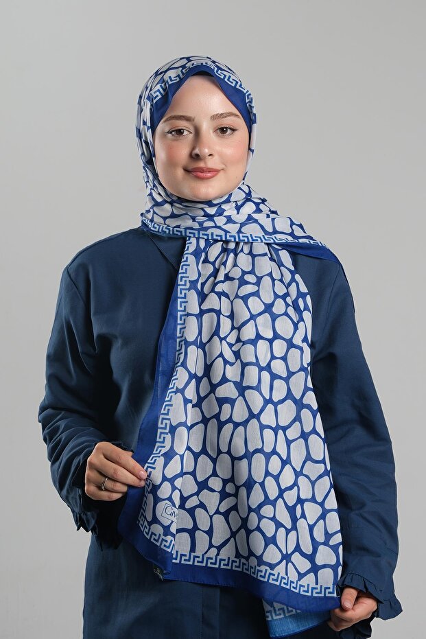 ساكس الأزرق منقوشة شال قطع الألياف الرقمية المطبوعة القطن ليوبارد 202116 _24