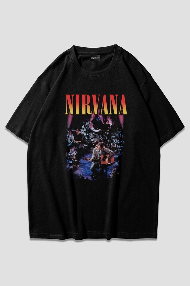 تي شيرت Nirvana Unplugged كبير الحجم للجنسين