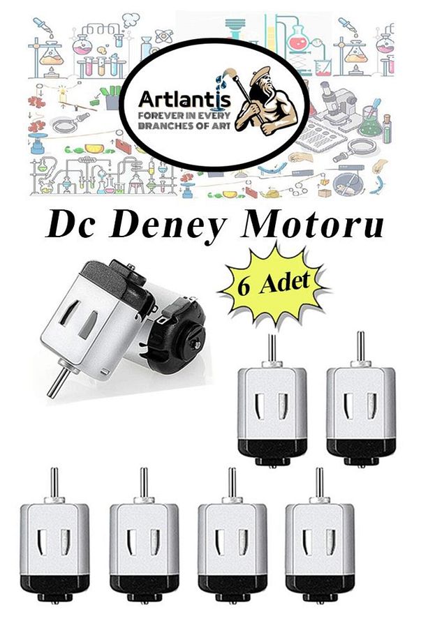 Deney Motoru 3 Volt 6 Adet 3v - 6 v Dc Yüksek Devir Dinamo Motoru Okul Hobi Mini Motor 2 Adet Pille - 1