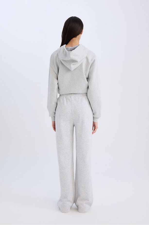 Straight Fit Kalın Eşofman Altı Beli Lastikli Cepli Yüksek Bel Basic Düz B8571ax24wn - 7