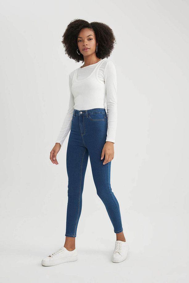 Jegging Yüksek Bel Bilek Boy Dar Paça Basic Düz Jean Pantolon B7498ax24sp - 4