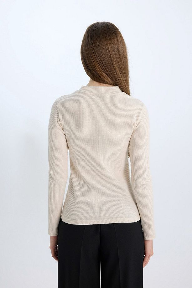 Regular Fit Basic Düz Fitilli Kaşkorse Uzun Kollu Tişört E0296ax24wn - 7