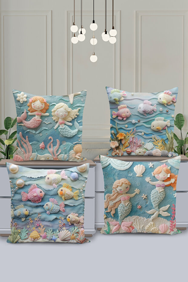 4-Piece Digital Printed Throw Pillow Cover Set for Children Baby