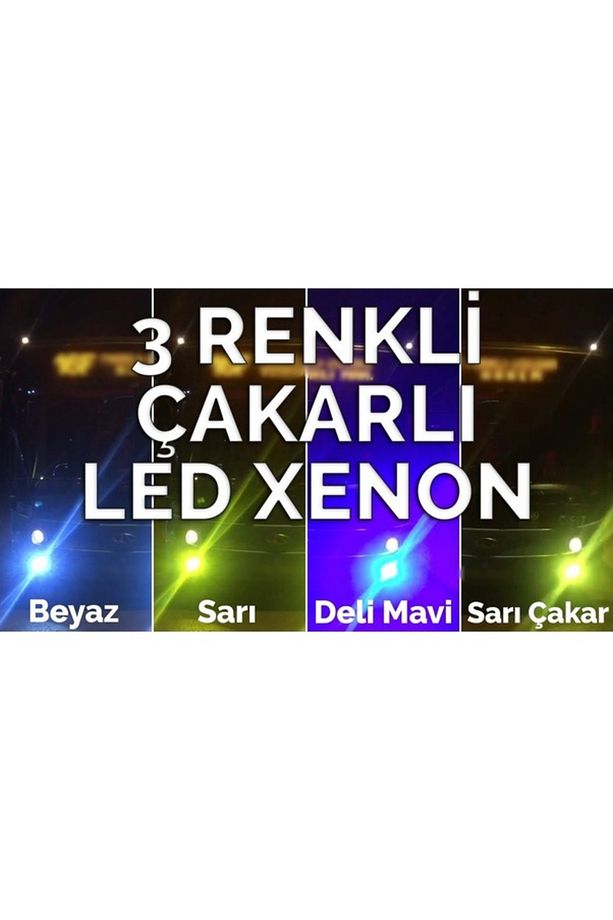 H11 3 Renk Şimşek Etkili Led Xenon Mavi-Sarı Beyaz Sarı Çakarlı - 2
