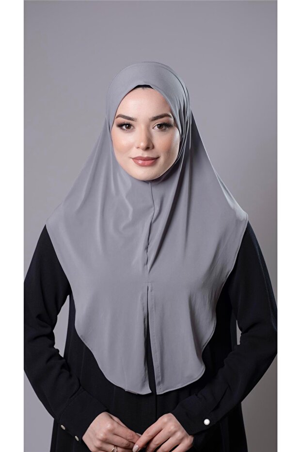 Gray Practical Ready-made Interlocking Hijab Scarf Sandy Fabric Slit Plain Hijab 2310_15