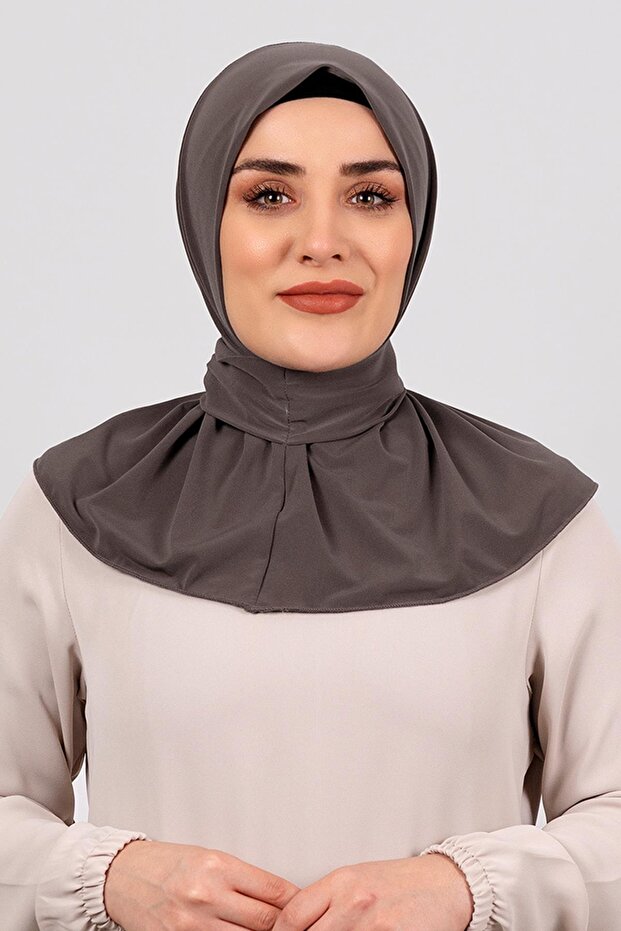 Mink Practical Ready-made Interlace Hijab Scarf Sandy Fabric with Snaps at the Back 2101_10