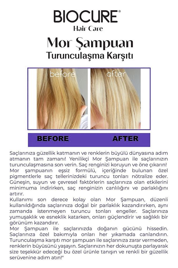 Turunculaşma Karşıtı Mor Şampuan / Sarı-gri-rengi Açılan Kumral Saçlar Için 400 ml - 4