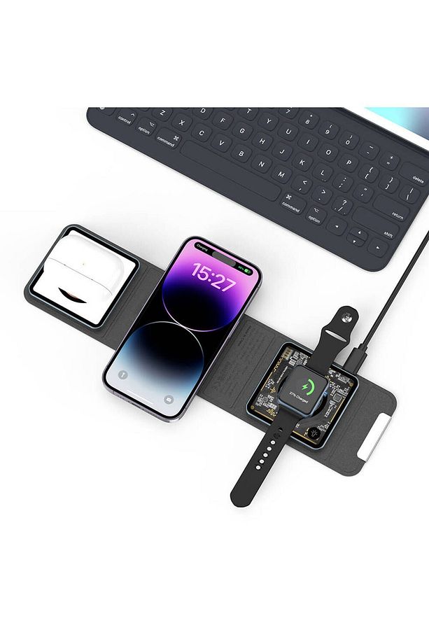 3in1 Magnetik Kablosuz Şarj Standı Wiwu Wi-W010 Matrix - 3