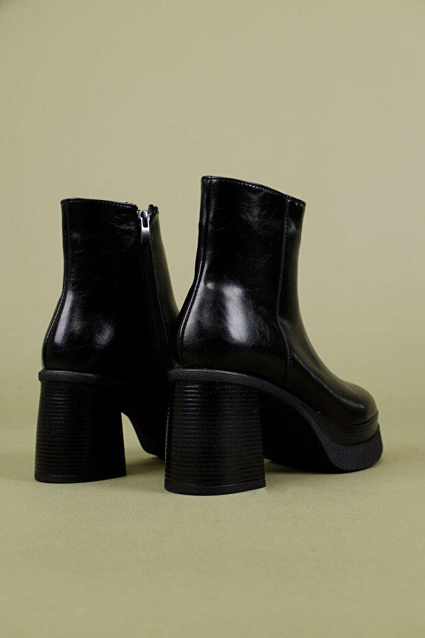 Lavzer Kadın Kalın Topuklu Siyah Bot - 8