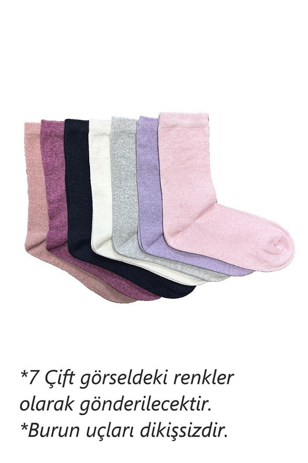 7'li Karışık Renk Kadın Uzun Soket Çorap - 4