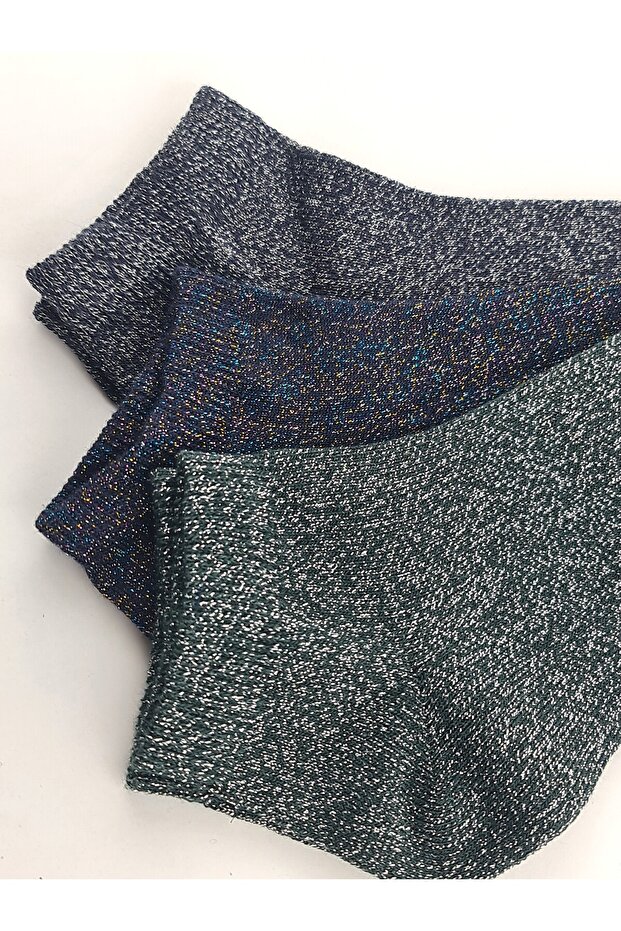 3'lü simli patik çorap - 3