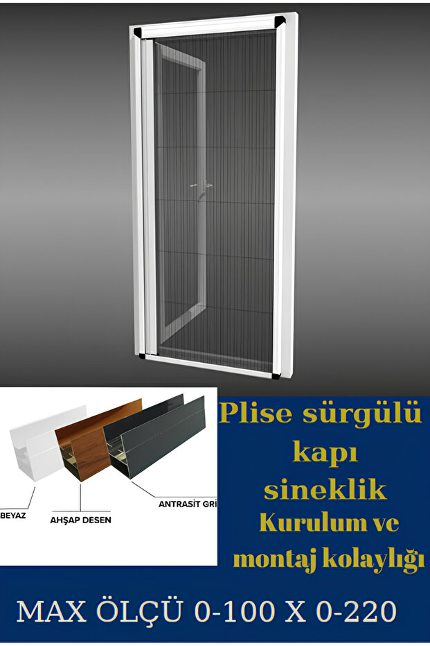 Beyaz Pliseli Kapı Sineklik - 1
