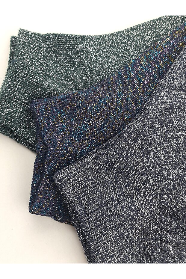 3'lü simli patik çorap - 6