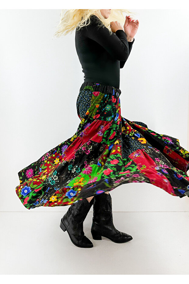 Özel tasarım patchwork maxi etek - 5