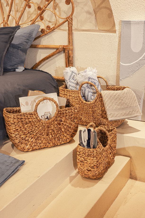 Meander Su Sümbülü Hasır Çanta 3 lü Set 5116 - 1