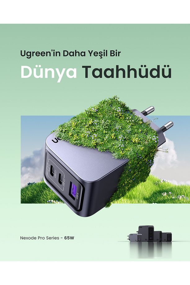 Nexode  Pro 65W GaN Hızlı Şarj Cihazı Type-C QC PD 2xUSB-C, 1xUSB-A, Uzay Grisi - 25871 - 7