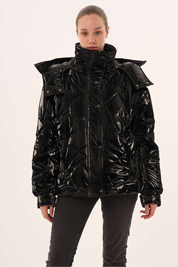 parlak kapitone mont - 3