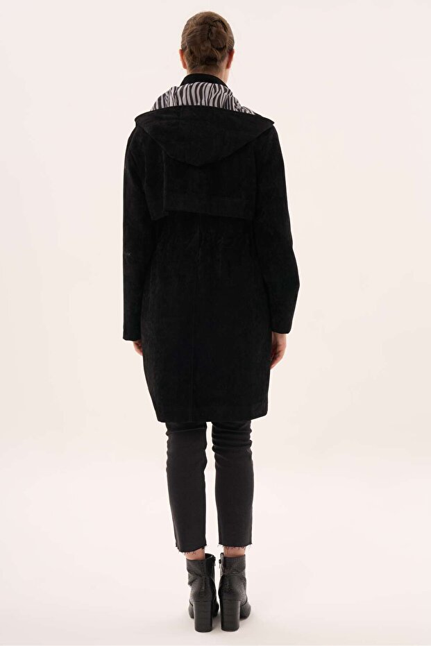 astarı zebra desenli palto - 6