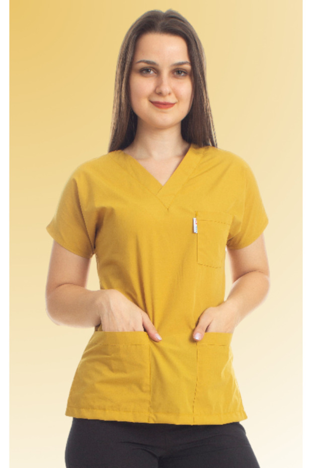 Oxide Yellow Terrycoton Surgical Doctor Nurse Uniform Spa Veterinary Dentist Uniform Top