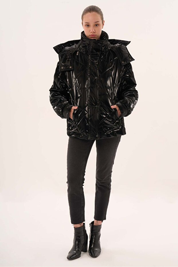 parlak kapitone mont - 4