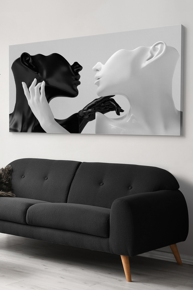Black and White Sculpture Artistic Abstract One Piece Canvas - Canvas Painting