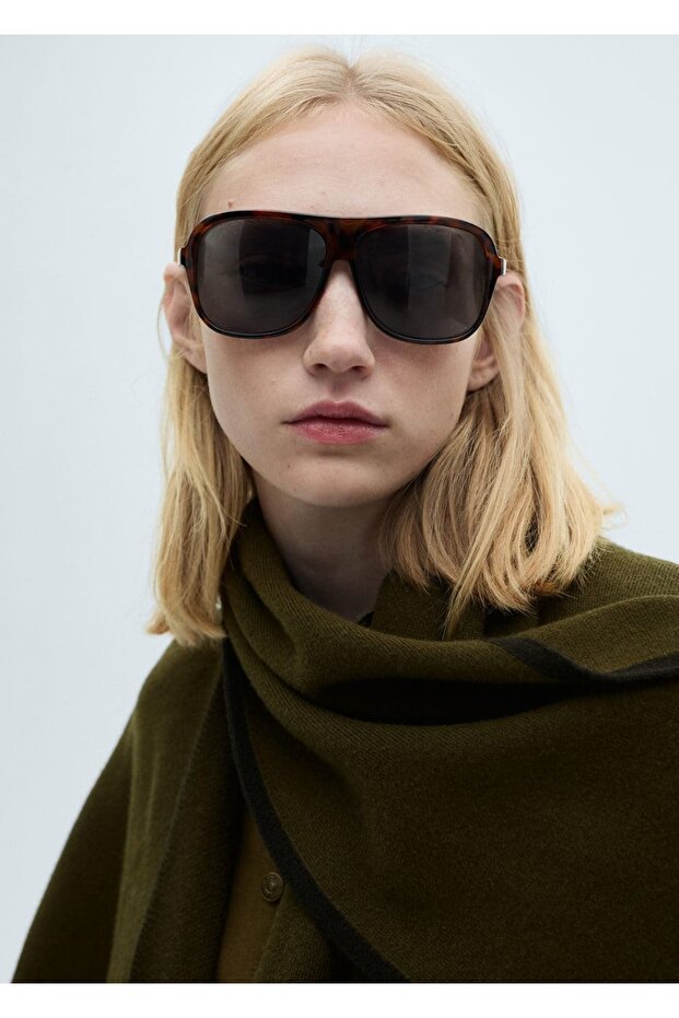 Kontrast Şeritli Triko Pelerin - 5