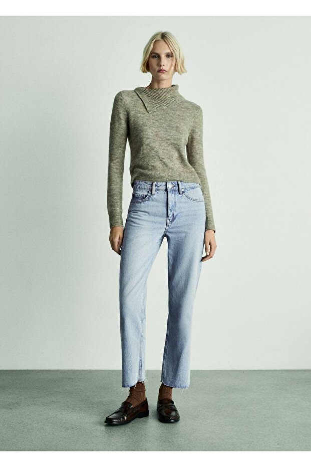 Weiße, gerade geschnittene Crop-Jeans - 2