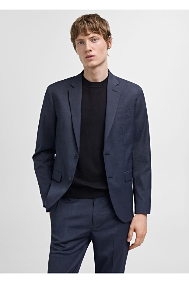 Streç kumaştan süper dar kesim blazer ceket - 1