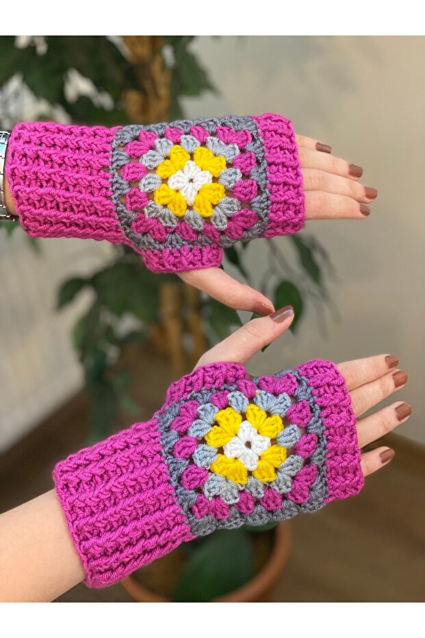 Motif eldiven, el örgüsü eldiven, parmaksız eldiven