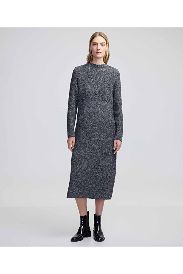 Kemerli triko elbise - 1