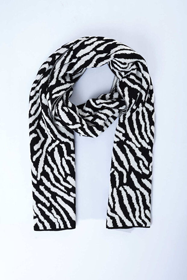 Zebra Desenli Triko Atkı - 4